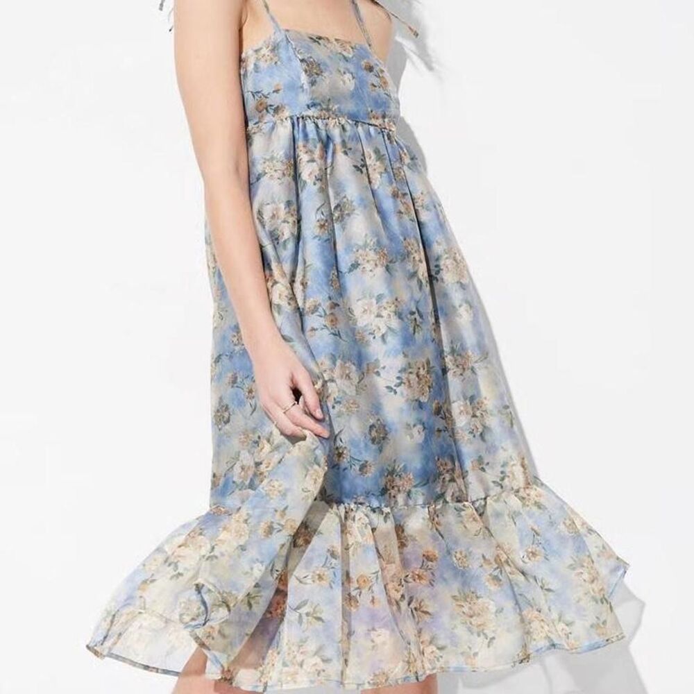 Wild Fable Midi Floral Babydoll Dress with puff | Extra Small